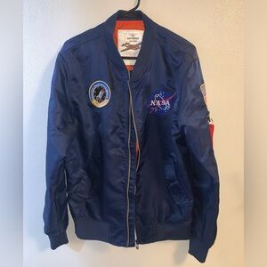 Asstseries Blue NASA Bomber Jacket Size XXL (fits smaller) See Measurements